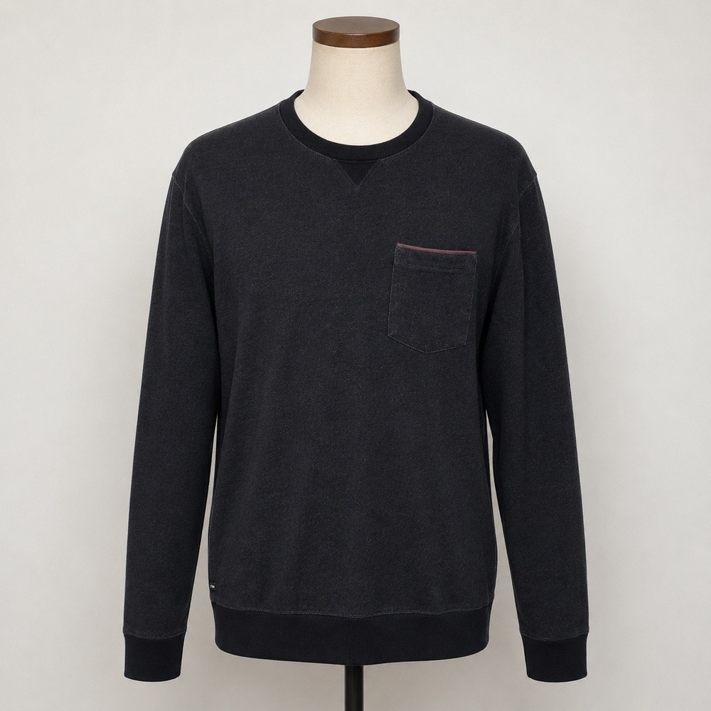 TravisMathew Mens Charcoal Gray Pima Cotton Modal Pocket Crewneck Sweatshirt M